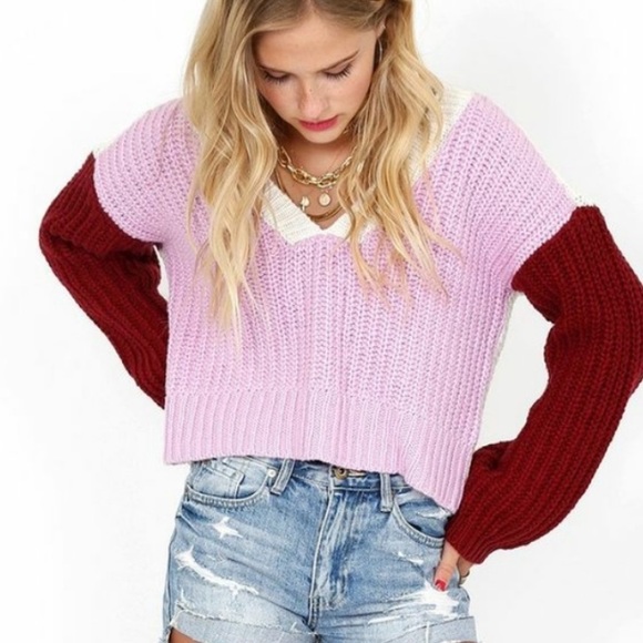 NEW Wildfox Color Me Beverly Sweater Colorblock